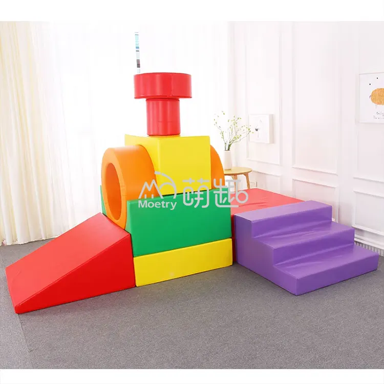 Moetry Train Shaped Baby Colourful Foam Blocks Toddler Indoor Outdoor Soft Playsets Preschool Daycare Softplay Equipment for Kid