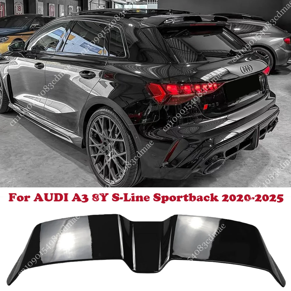 

Для AUDI A3 S3 RS3 8Y S-Line Sportback 2020-2025: Задний спойлер на крышу, сплиттер, обвес RS, глянцевый черный