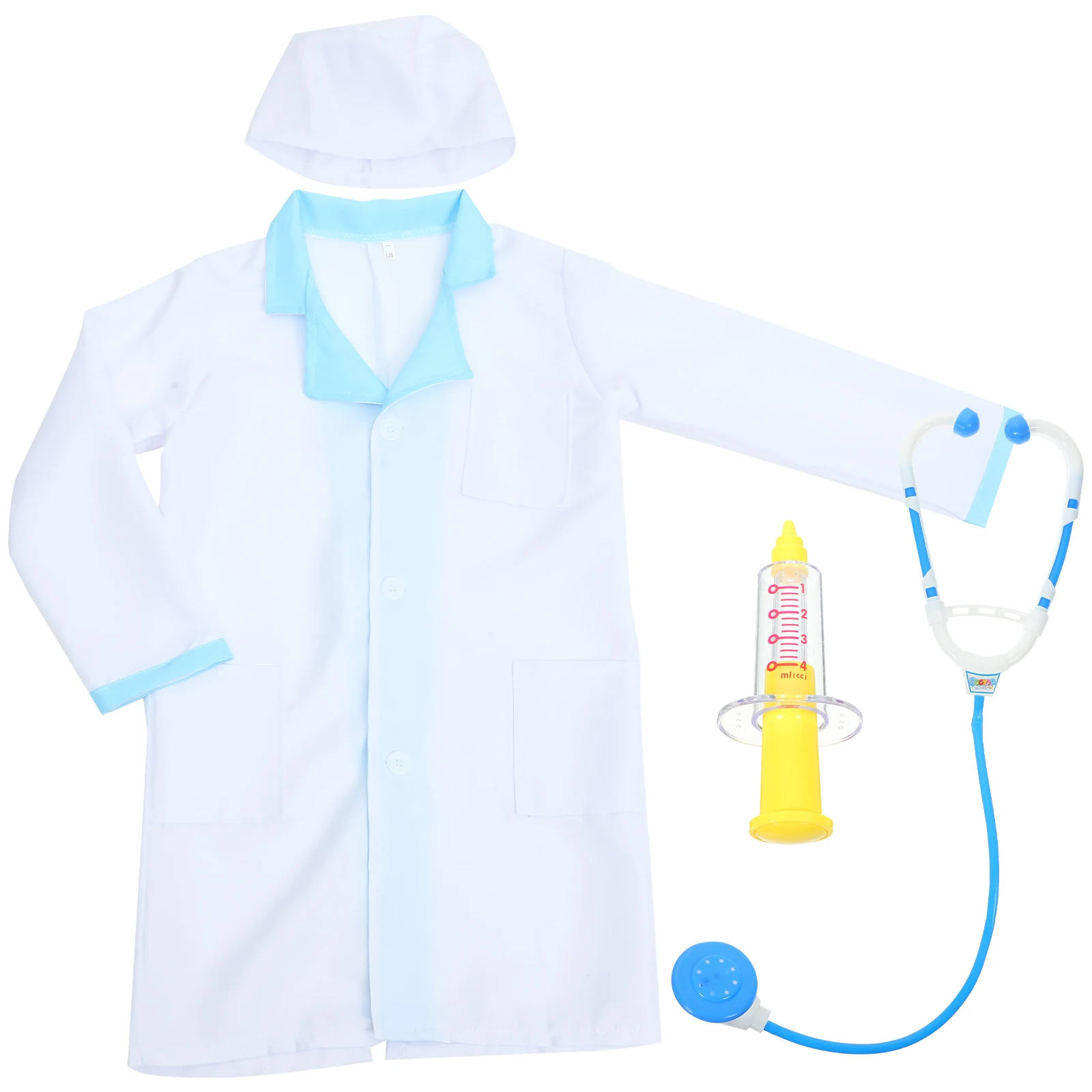 1Set Doctor Role Play Outfit for Kids Soft Comfortable Boys Doctor Costume 6-8 Years Design Stage Performance Carnival