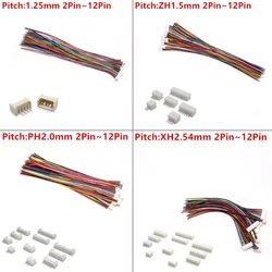 10Sets JST XH2.54 XH ZH PH 1.25mm 1.5mm 2.0mm 2.54mm Wire cable Connector 2 3 4 5 6 7 8 9 10 12 PIN male and female plug Socket