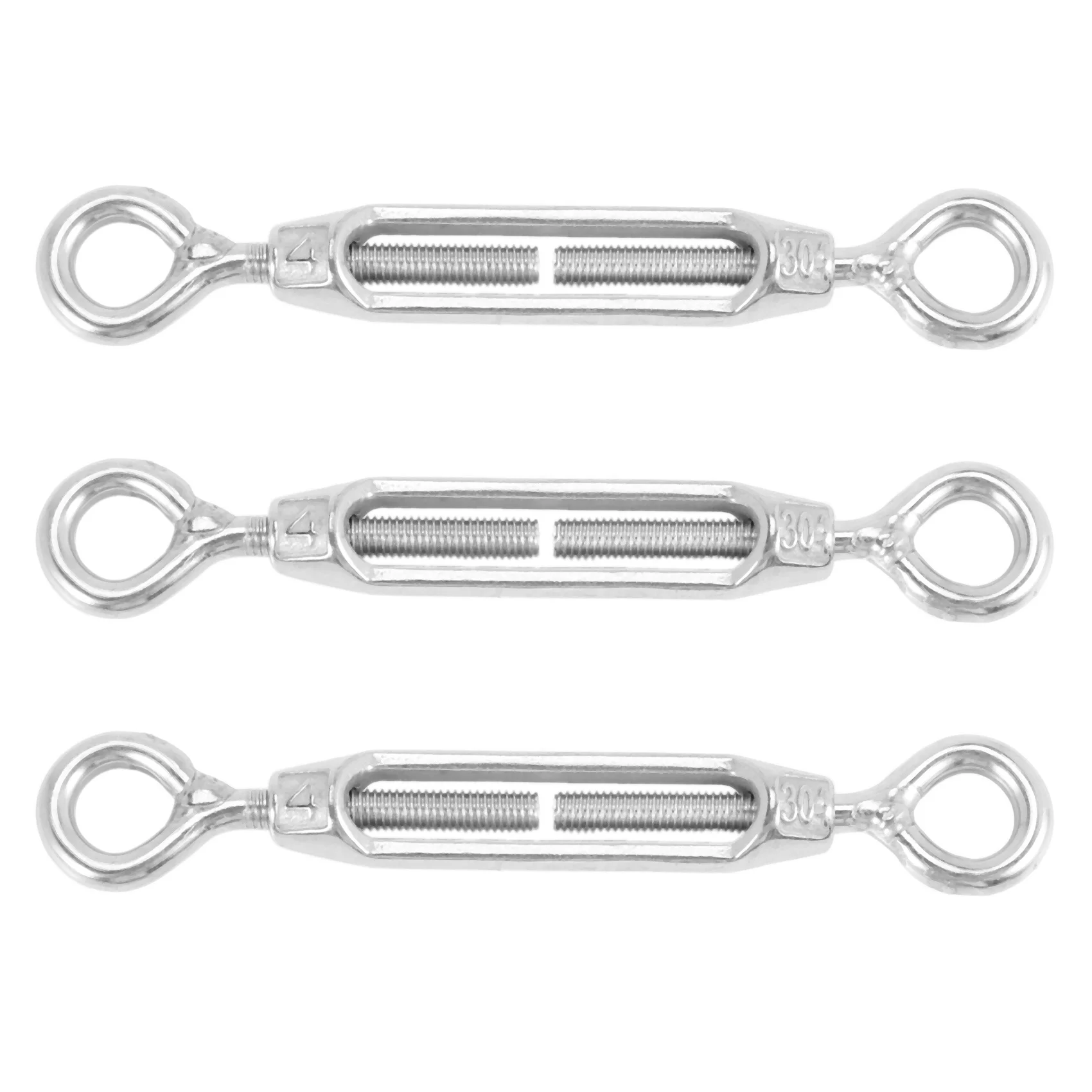 M4 Stainless Steel 304 Eye & Eye Turnbuckle Wire Rope Tension (5Pcs)