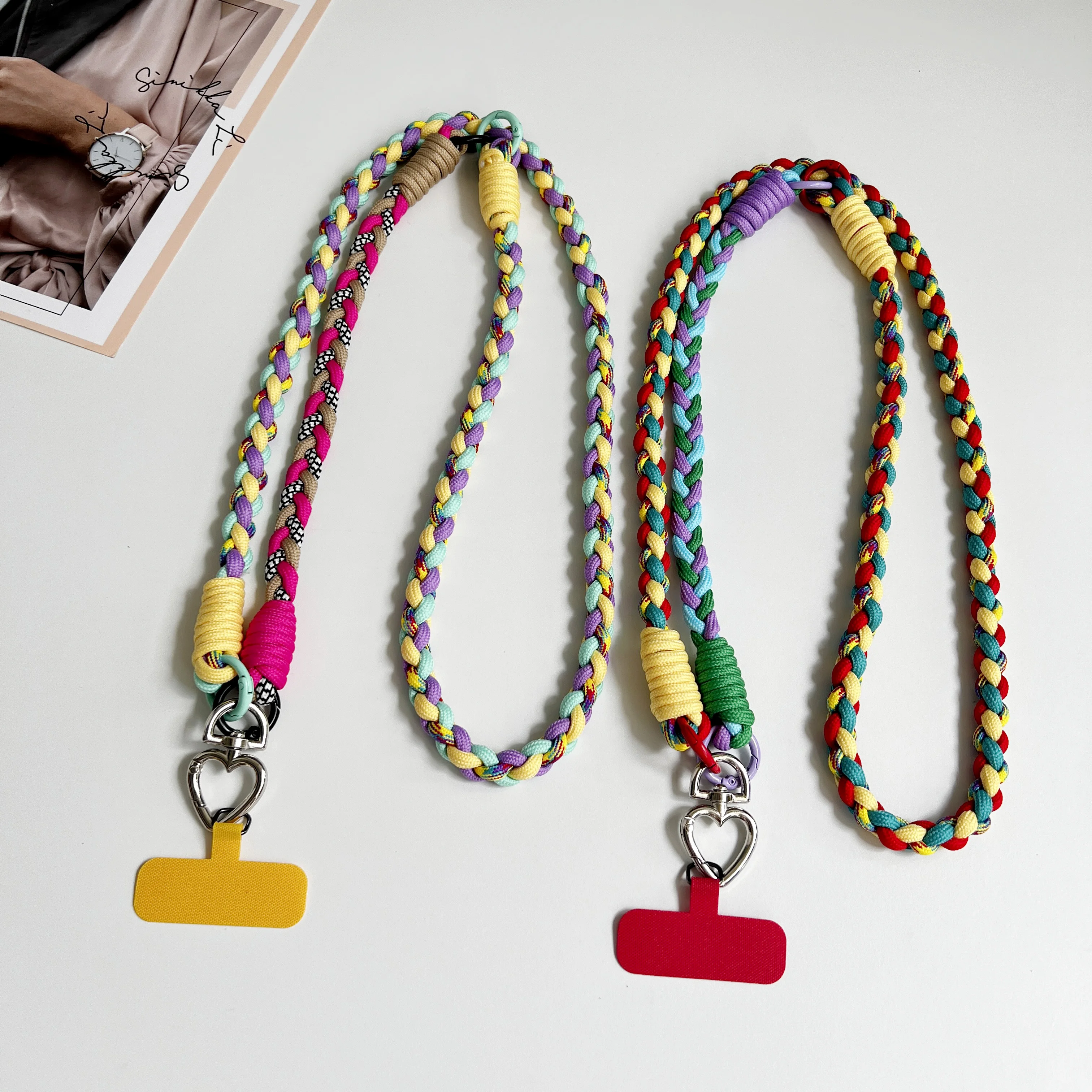 

Универсальный ремешок для мобильного телефона «два в одном», длинная веревка с диагональю, короткая веревка на запястье, 360° ° Вращение, металлическая пряжка в форме сердца