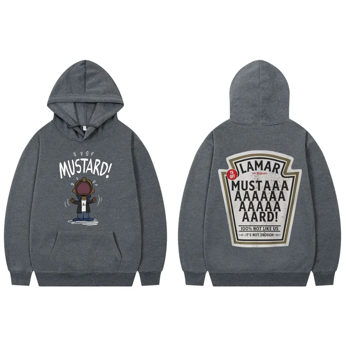 Rapper Kendrick Lamar Mustard Hoodies Men's Hip Hop Trend Vintage Hooded Sweatshirts Unisex Fashion Casual Oversized Pullovers