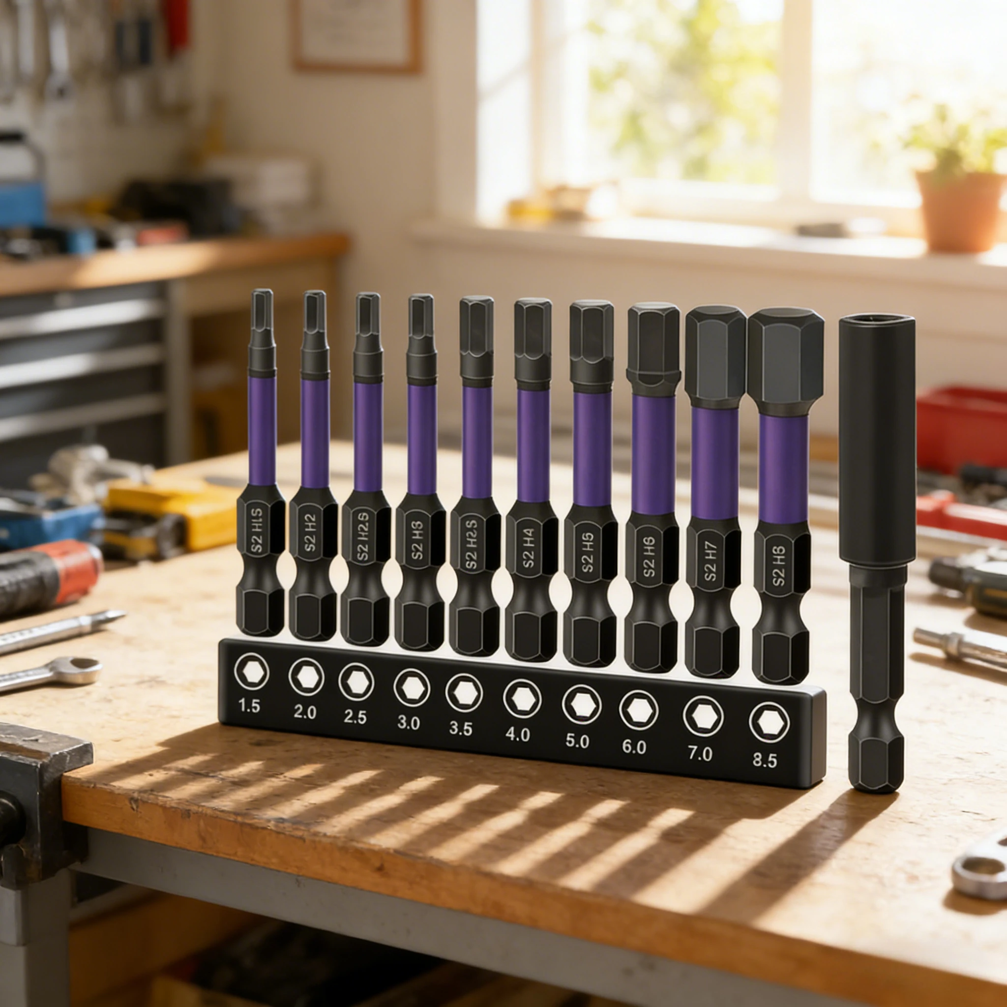 

Набор магнитных бит для шуруповерта с шестигранной головкой, 10 шт., 1/4 дюйма, быстросъемные, от H1.5 до H8, для электроинструментов, ручных работ и профессионального использования