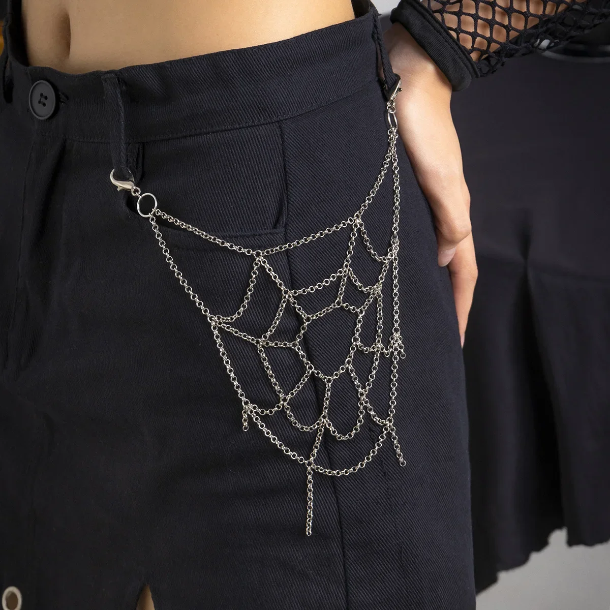 

Gothic Punk Spider Pant Chain Accessory Cool Girl Body Chain Jeans Clothing Decoration Rock Club Party Dress Item Waist Beads