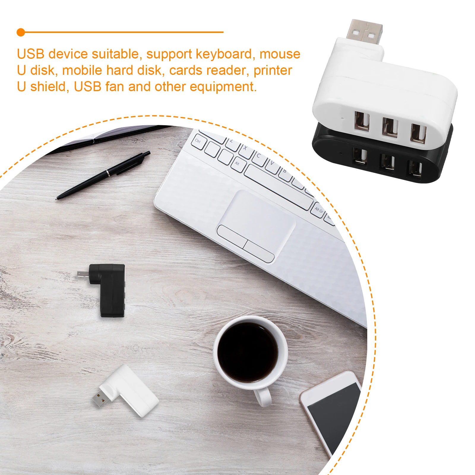 

2pcs 3 Port Usb 2.0 Hub Plastic Splitter Expansion Cable Adapter For Keyboard Mouse Hard Drive U Disk Data Transfer Multi Device