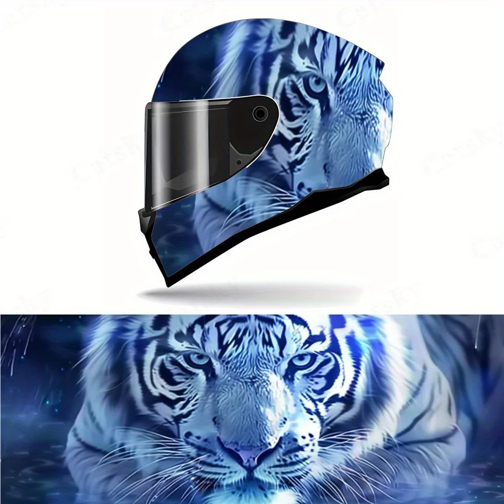 

Lingyun Blue Tiger Helmet Sticker - Made of High-quality PVC, The Blue and White Tiger Details Are Full, and The Helmet Appearan