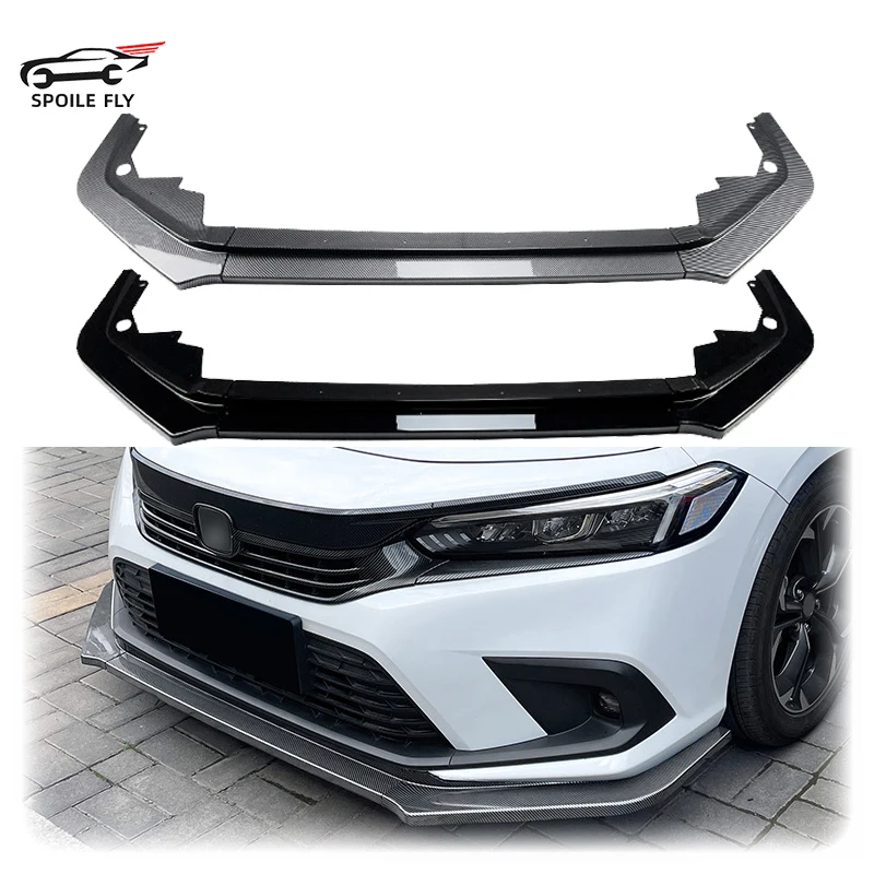 

2021 To Up For Honda Civic 11th Car Front Bumper Lip Spoiler Lower Blade Separator Exterior Diffuser Splitter ABS Body Kit Cover