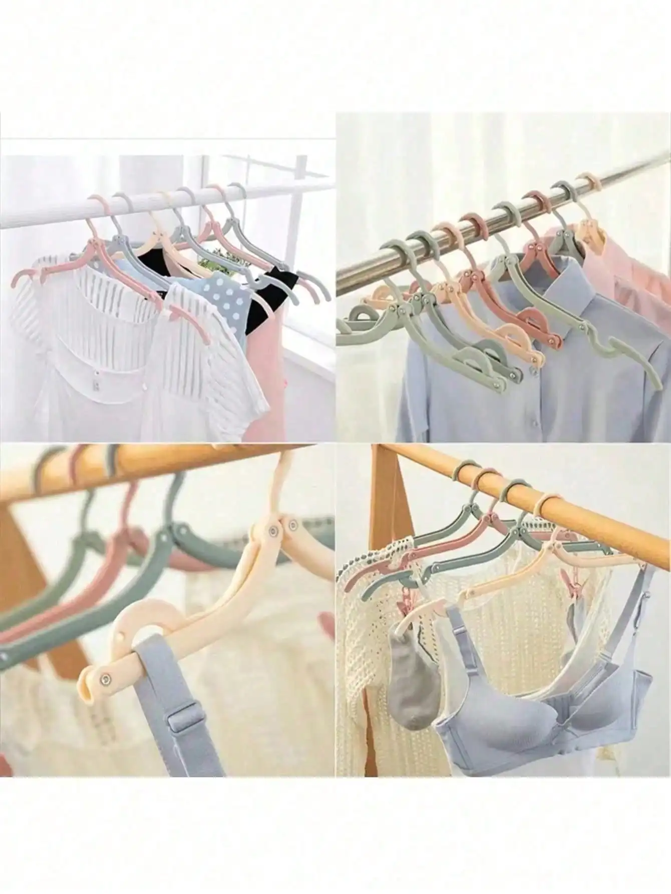50pcs Pastel Multifunction Retractable Portable Folding Clothes Hanger Travel Essential Cruise Necessity Foldable Drying Rack Home Travel Organization Space Saving Compact Storage Solution Lightweight Convenient Durable Practical Hanger view 7