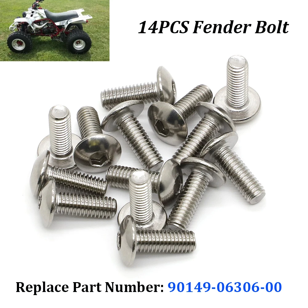 14x tornillos de perno de guardabarros para Yamaha Banshee 350 Blaster Warrior Raptor YFZ450 Raptor Blaster Warrior Wolverine tornillo de reparación de guardabarros