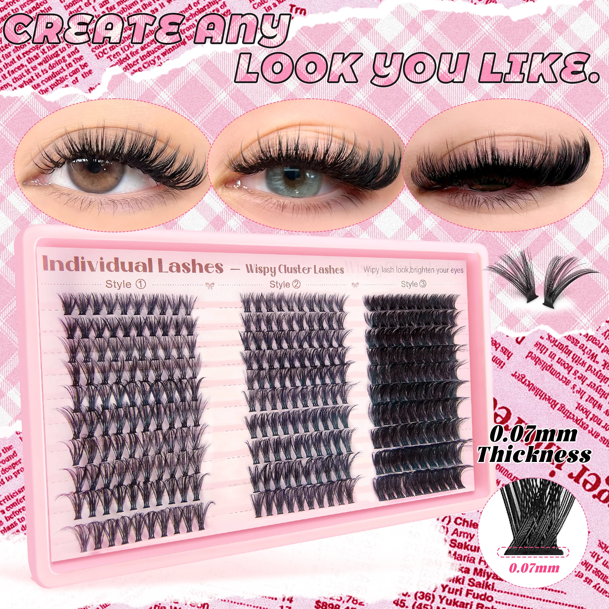 300/120 Pezzi Ciglia a Ciuffi 5D 30D-100D, Ciglia Naturali Spesse, Ciuffi Individuali per Estensione Ciglia Fai-da-Te, Trucco