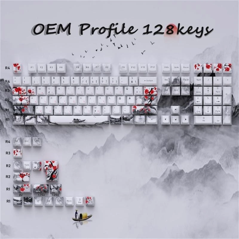 

128-клавишные колпачки OEM-профиля, колпачки сливового цвета для механических клавиатур