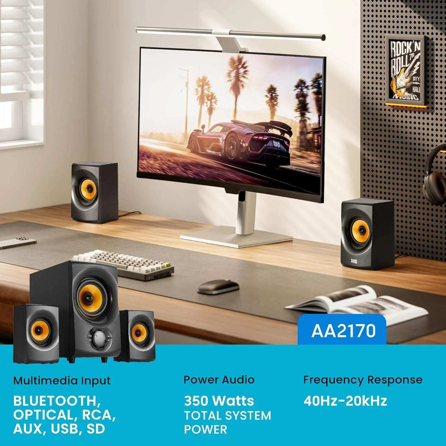 

Акустическая система Bluetooth 2.1 2,1-канальная акустическая система для домашнего кинотеатра, черная (AA2170)