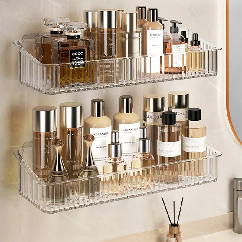 Badezimmer Kosmetik Duschgel Aufbewahrungsorganizer Toiletten-Lochfreier Wandhänger Wasch-Wandregal