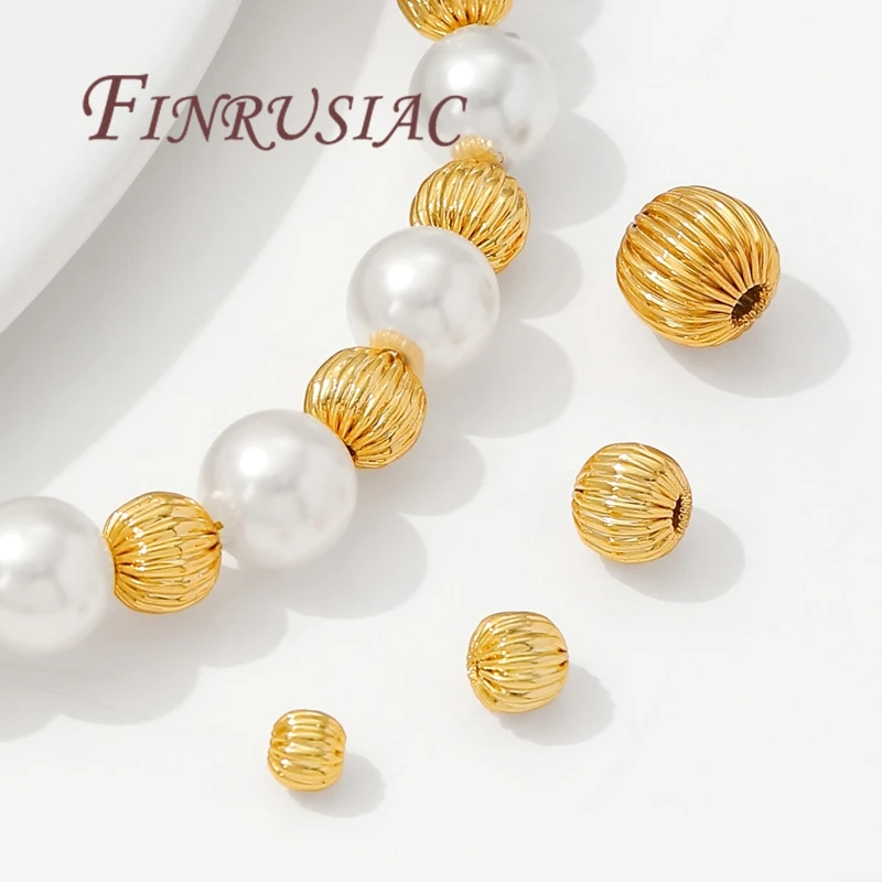 4mm-8mm 18K Gold Plated Spacer Beads For Jewelry Making,Corrugated Round Bead,Separators For Beads,DIY Bracelets Accessories image 4