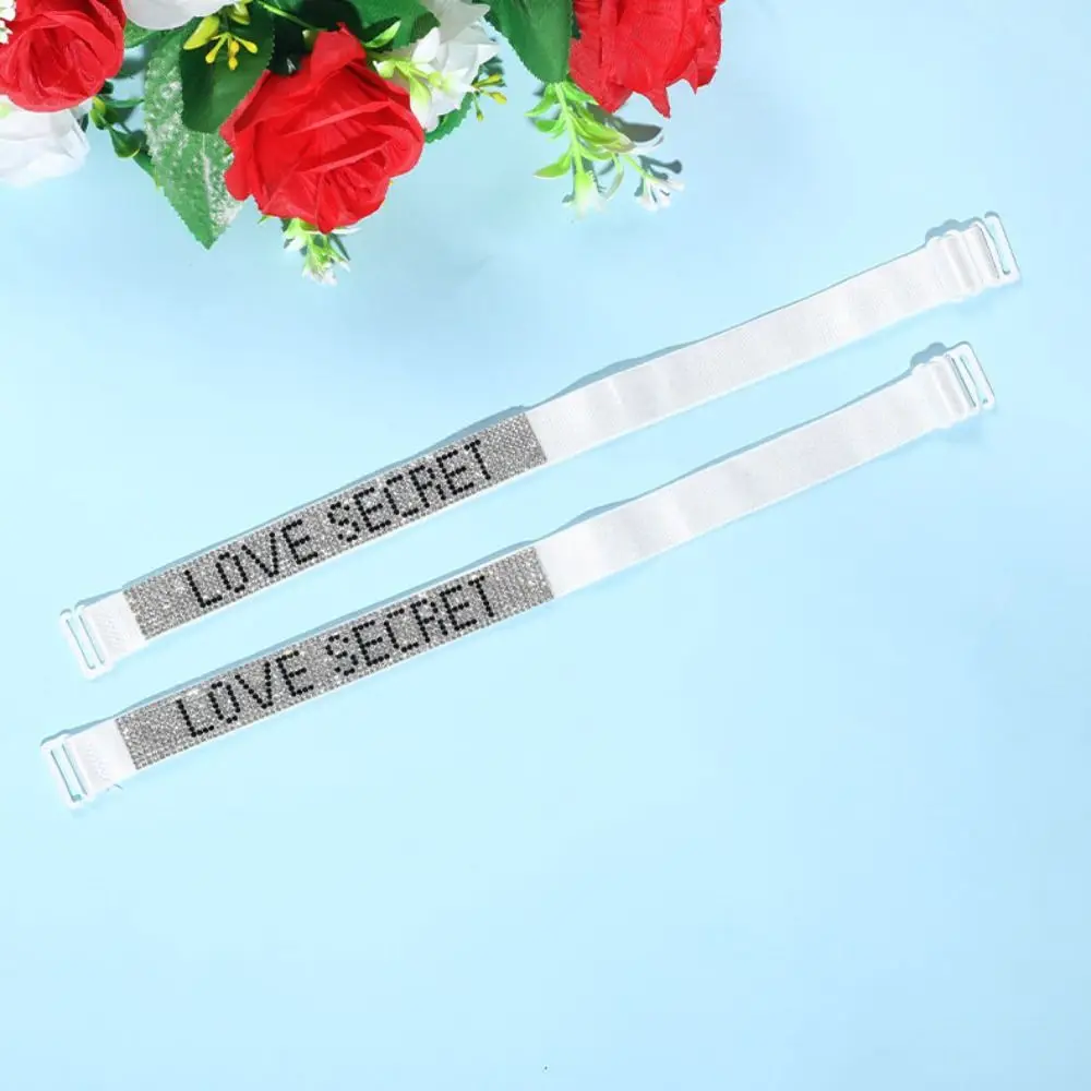 Letter Rhinestone Bra Strap Anti-slip Buckle Belt Bra Accessories Bra Shoulder Strap Double-Shoulder Underwear Shoulder Strap