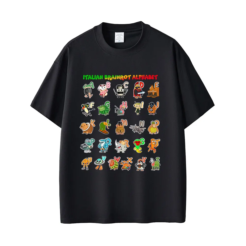

Funny Italian Brainrot Alphabet Graphic T Shirt Six Seven 67 T-shirt Men Women Summer Casual Loose Oversized T-shirts Streetwear