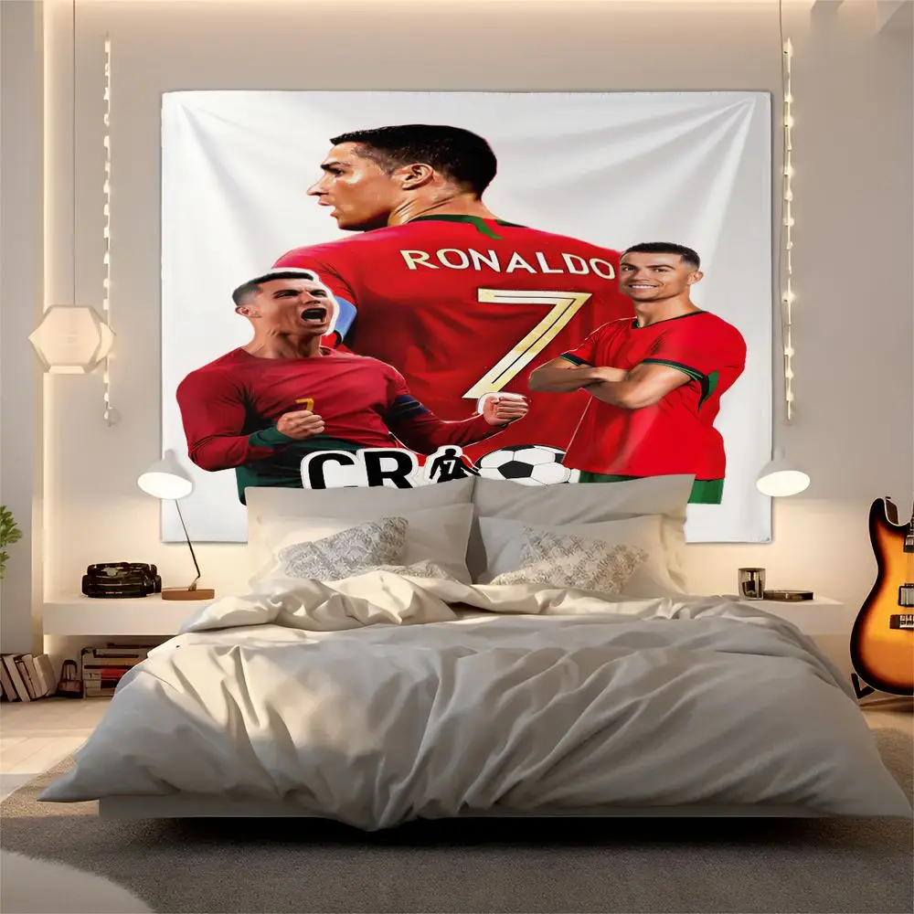 Portugal Tapestry Wall Hanging, Digital Print Football Player Bedspread Set, Sports Wall Decor for Bedroom Living Room
