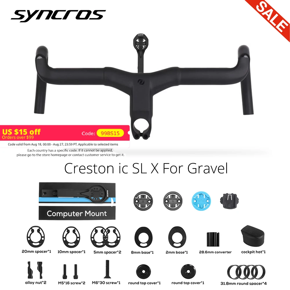 

Syncros Creston IC Sl X Full Internal Cable Routing Road Bicycle Handlebar T1000 Carbon Gravel Integrated Cockpit DI2 With Mount