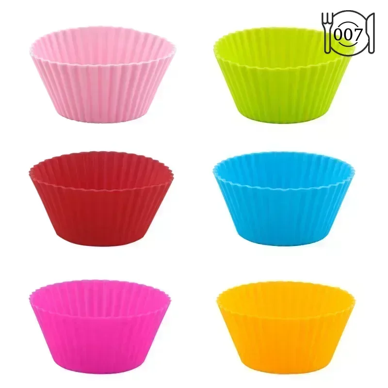 5pcs Colored Silicone Small Cake Mold Circular Silicone Cake Mold Silicone Mafen Cup Pudding Mold High Temperature Resistant