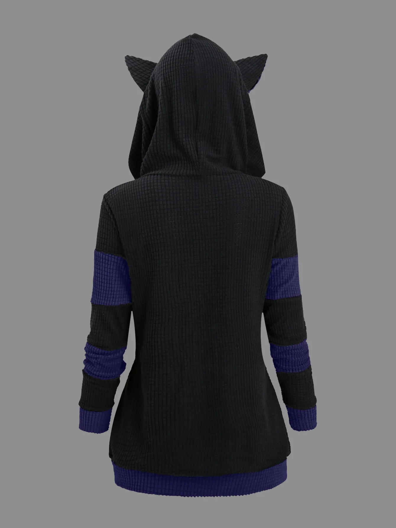Dicker Kapuzenpullover mit Katzenohren und Reißverschluss, eine beliebte Übergrößen-Damenmode für Herbst und Winter in Europa und Amerika – Detail 12