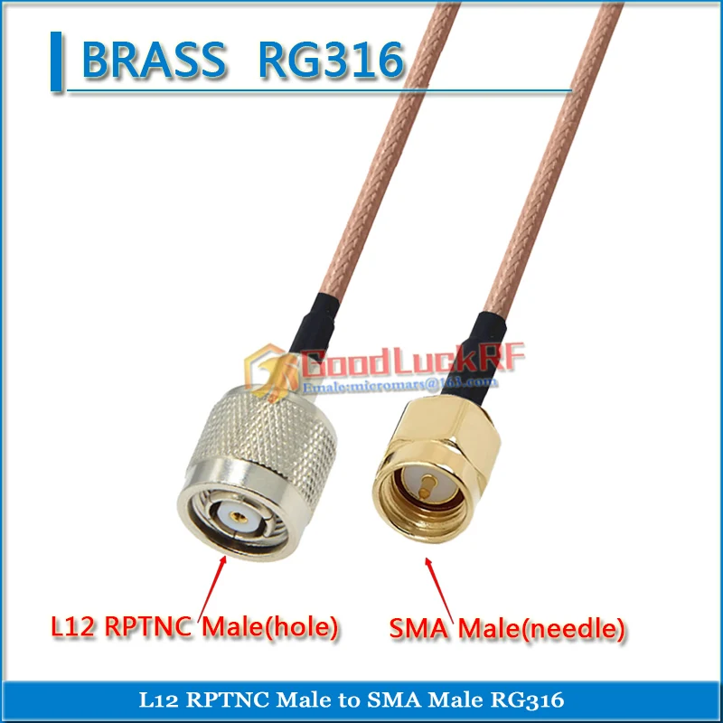 

L12 RPTNC RP-TNC Male to SMA Male RP-SMA RPSMA Male Right Angle 90 Degree to RPTNC Male 50ohm Pigtail Jumper RG316 Coaxial