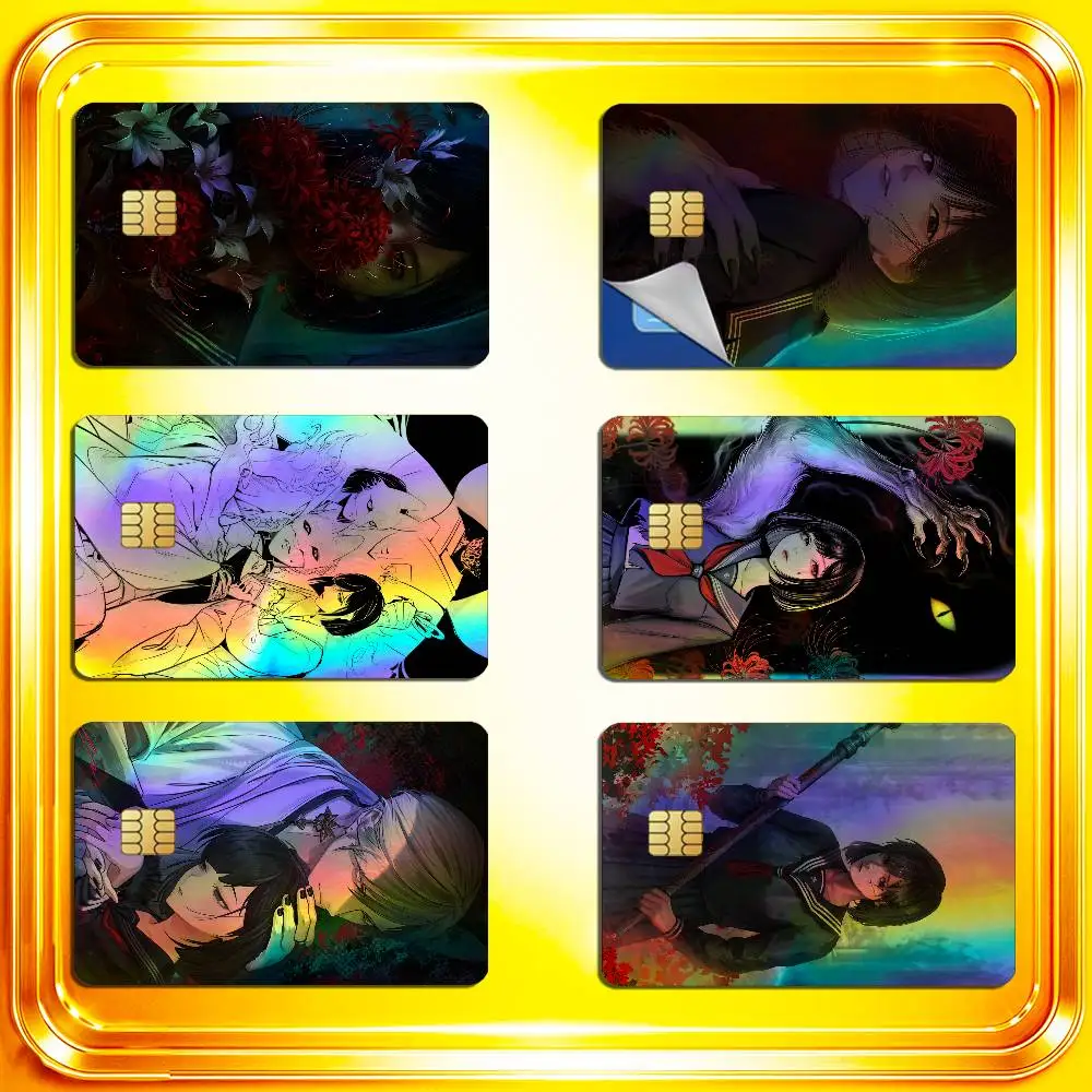For SILENT HILL F Hinako Shimizu Fox Mask Credit Bank Sticker ID Access Card Cover Skin Rainbow Color Laser Stickers Film