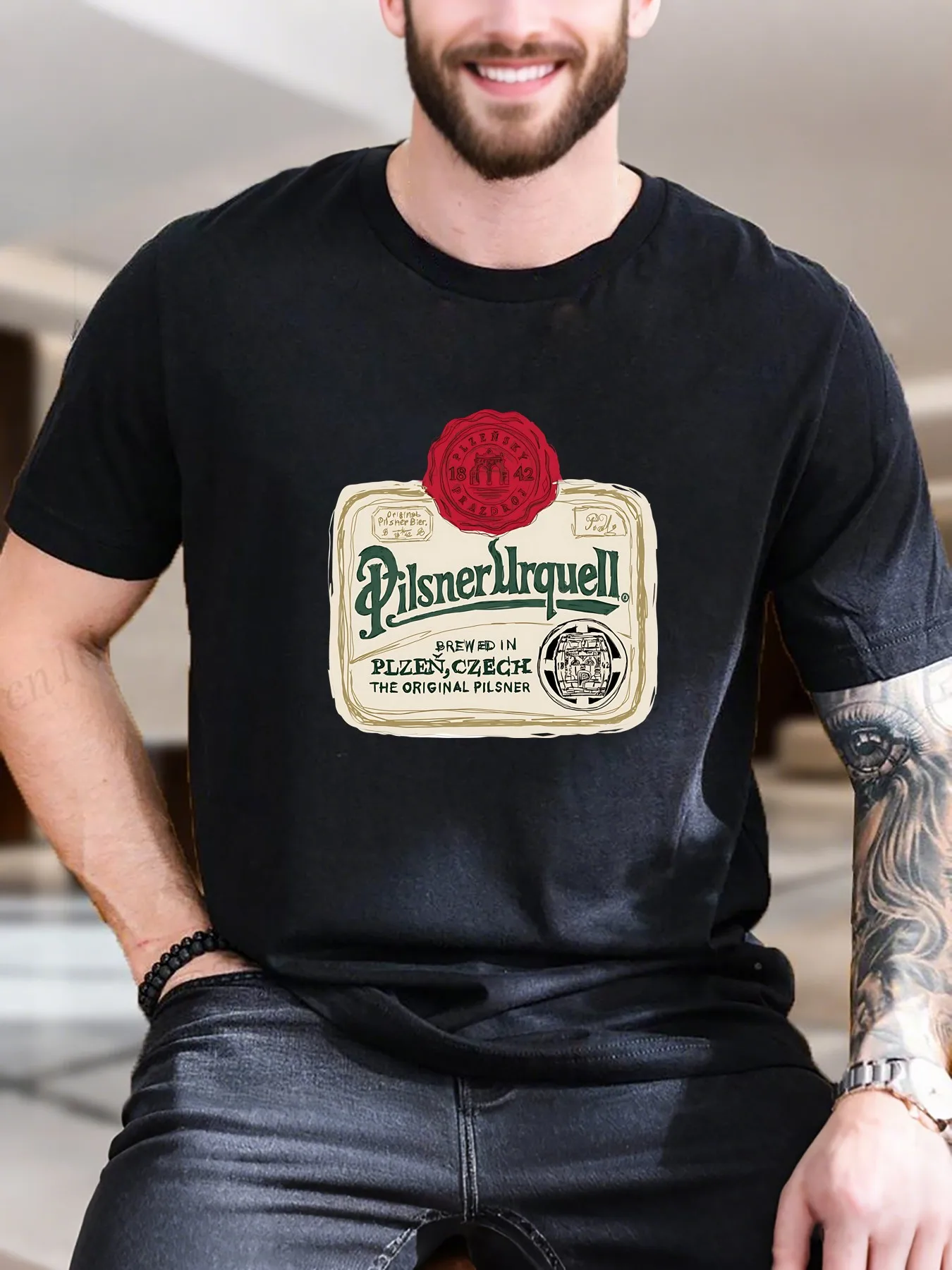 

2025 New Model Fashionable and Innovative Men's T-Shirt Pilsner Urquell Brewery New Arrival Fashion Heavyweight