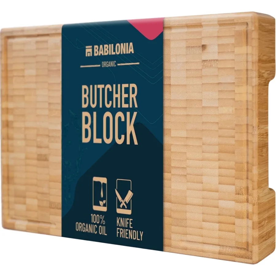 

Bamboo Cutting Board 19.7 x 12.2 x 1.7 inch Heavy Duty End Grain Wood Chopping Board Butcher Block Oil and Plate Included
