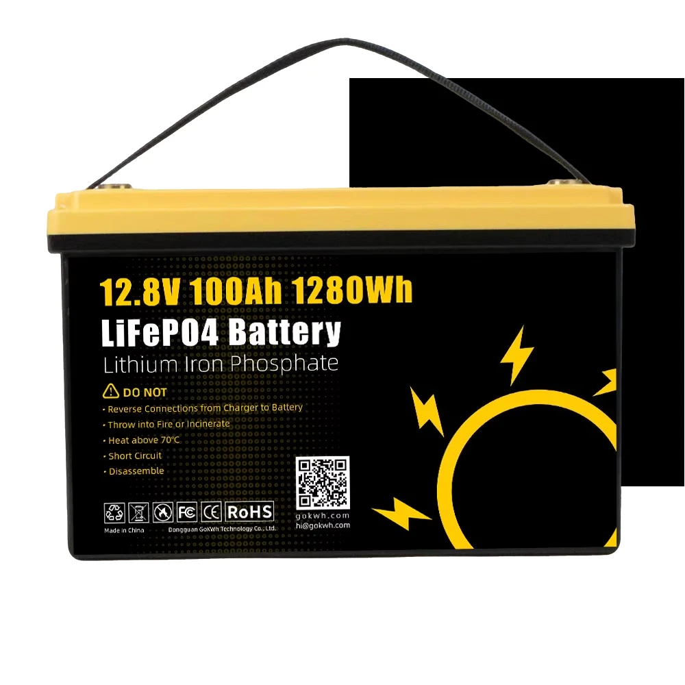 GoKWh 12V 340Ah 24V IP65 مقاوم للماء بطارية شمسية قابلة للشحن 50ah 100ah 150ah 200ah 300ah 400ah المنزل بطارية ليثيوم أيون الشمسية #1