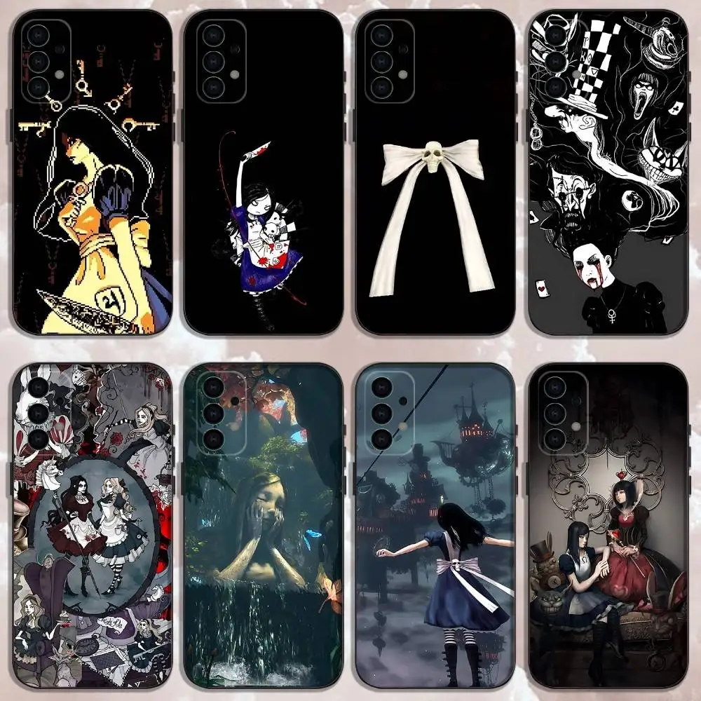 

A-Alice Madness Returns Phone Case For Samsung Galaxy A73,31,32,72,41,53,52,71,22,5G,Note,J7,8,9 Soft Black Cover