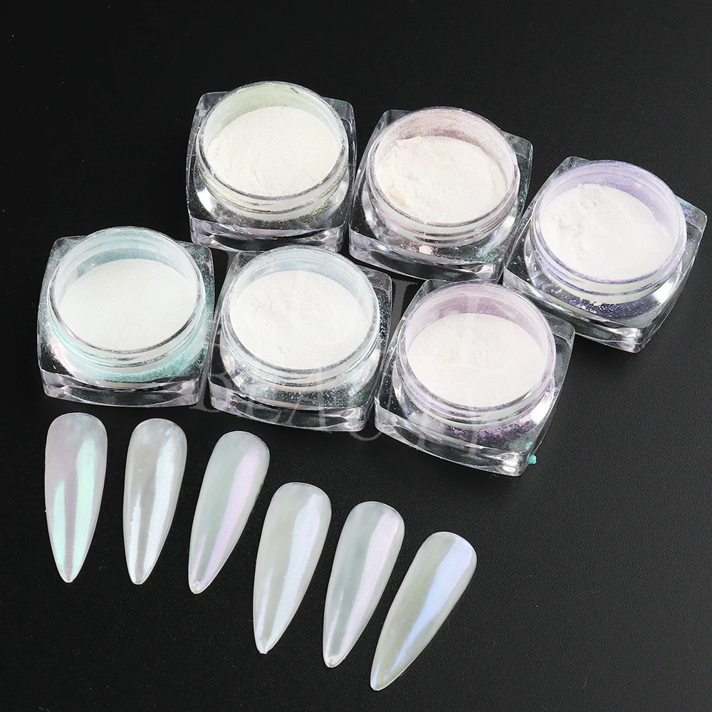 1 Doos Parel Nagel Poeder Shimmer Wrijven Stof Parelmoer Nail Art Aurora Pigment Chrome Glitter Paillette Voor Manicure NTY459