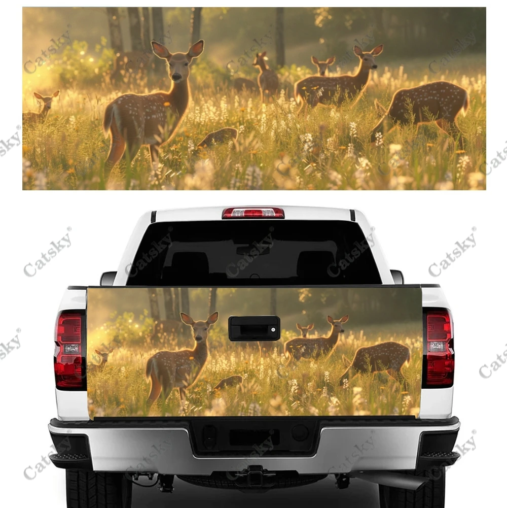 Wildlife in Summer Meadow Truck Tailgate Wrap Professional Grade Material Universal Fit for Full Size Trucks Weatherproof