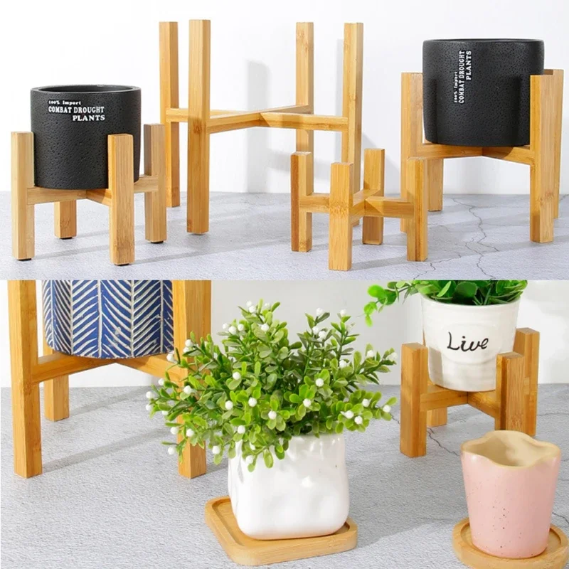 Suporte de vaso de flores de madeira de quatro pernas planta e suculentas vaso de flores base expositor casa jardim pátio decoração prateleira móveis