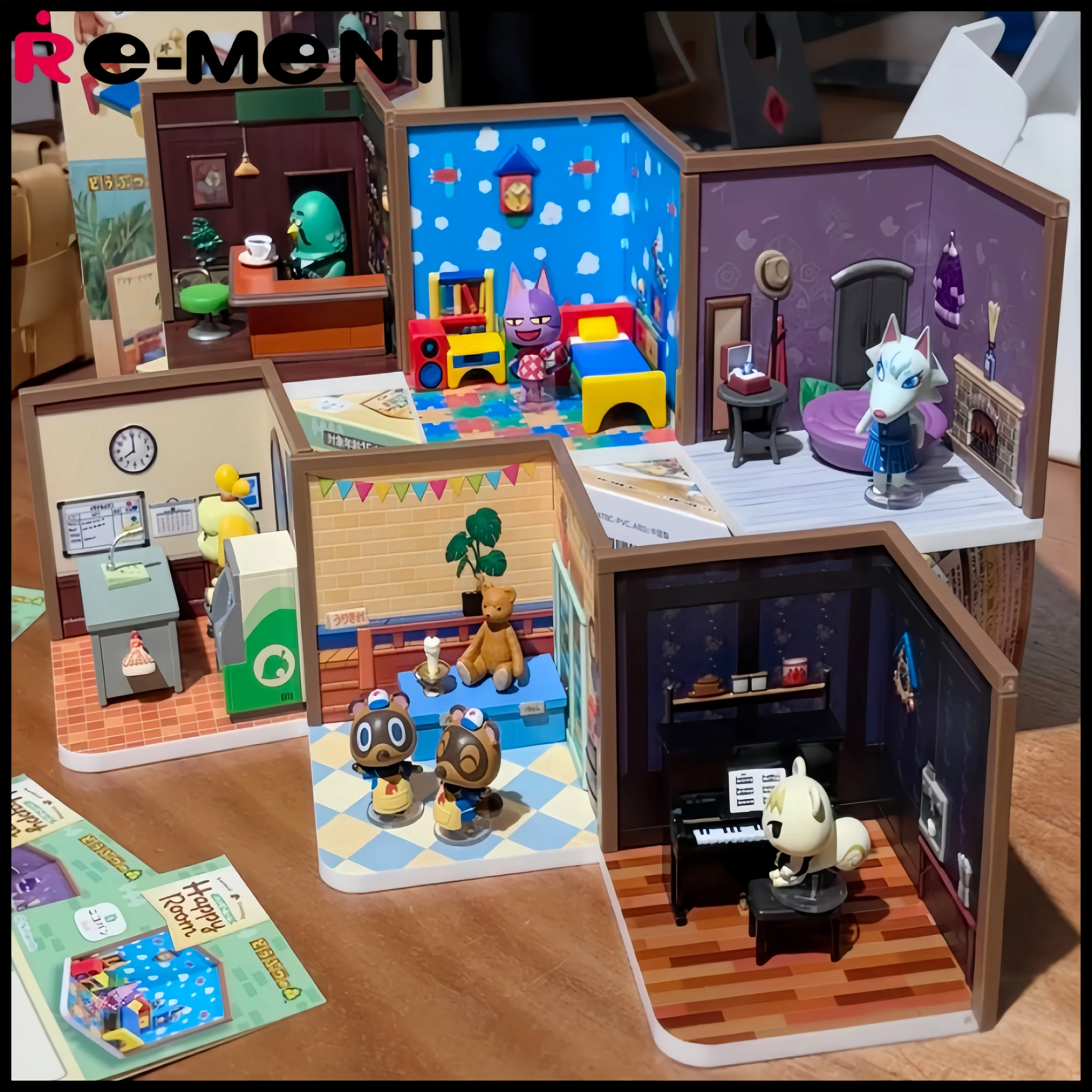 Nowa kolekcja figurek Re-Ment Animal Crossing Happy Room Blind Box, mini figurki, ozdoby na biurko, prezenty urodzinowe dla dzieci, zabawki