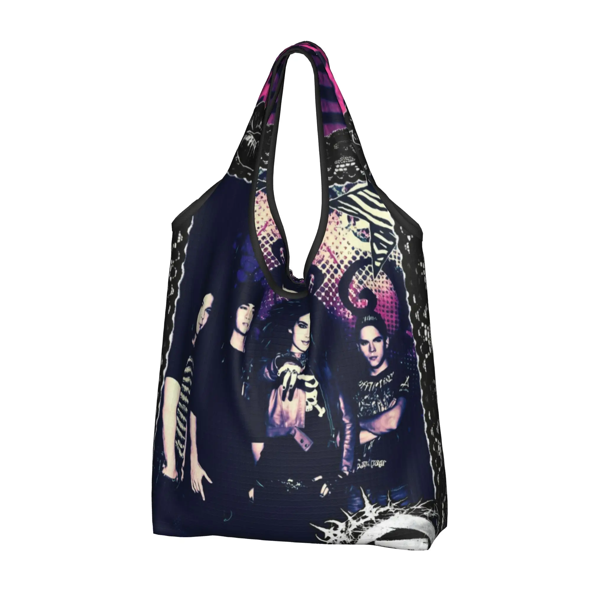 Hot Pop Music T-Tokios H-Hotels Grocery Shopping Bag Funny Shopper Shoulder Tote Bags Big Capacity Portable Classic  Handbag