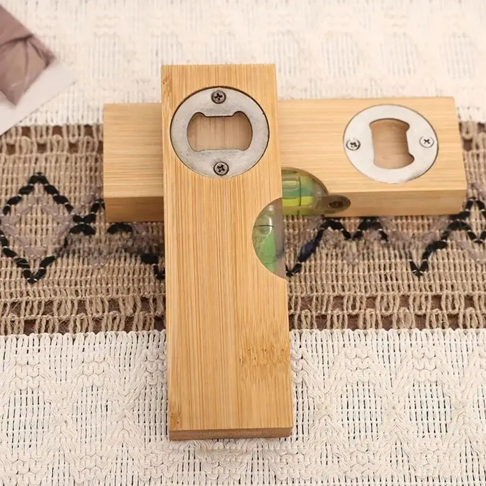 

2pcs 2 in 1 Wooden Bottle Opener Portable Practical Bottle Opener Spirit Level Reusable Upgraded Level Tool Leveler with Opener