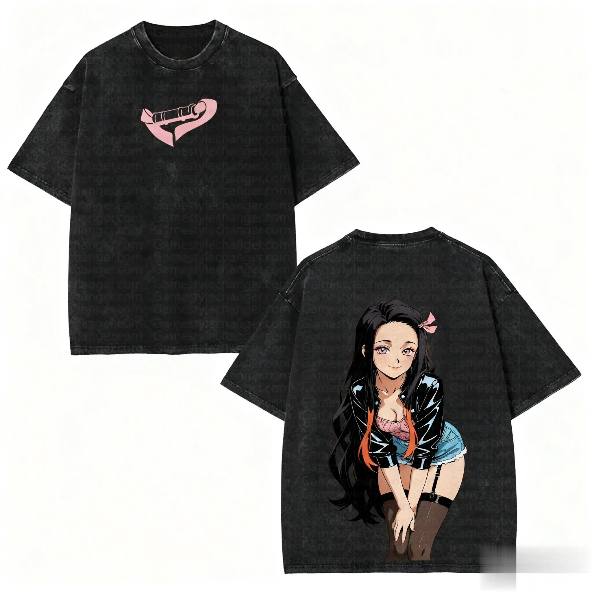 T-shirt grafica unisex anime giapponese Demon Slayer T-shirt grafica lavata uomo donna manica corta top casual Y2k vestiti streetwear
