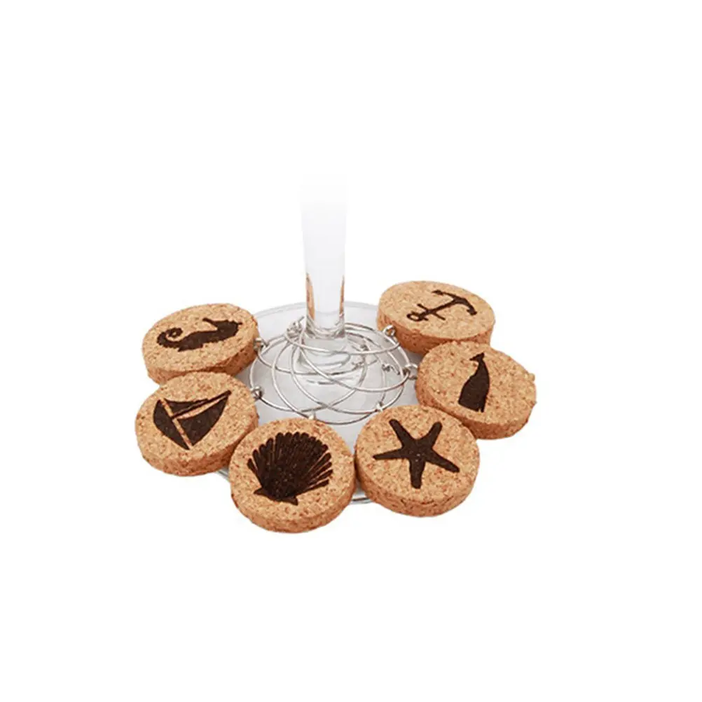 6Pcs Wine Glass Charms Elegant Wood Rings Drink Markers Party Supplies Rustic Glass Drink Tags for Events Home
