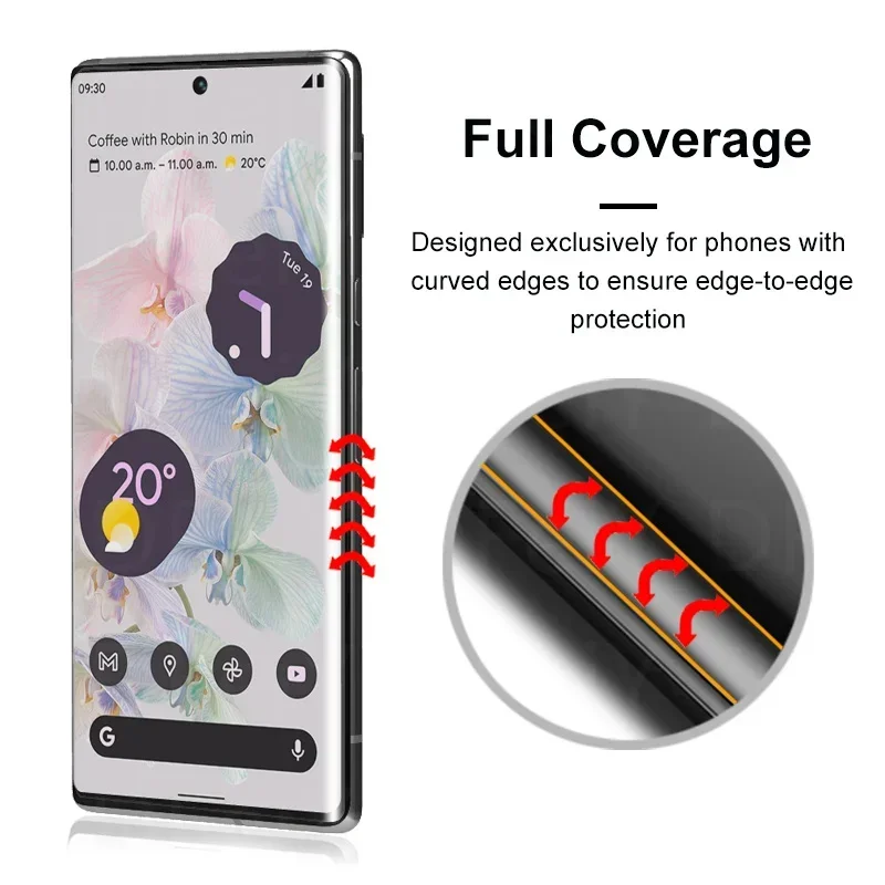 3D Curved High Quality Full Glue UV Tempered Glass For Google Pixel 6 Pro Screen Protector For Google Pixel 7 8 Pro