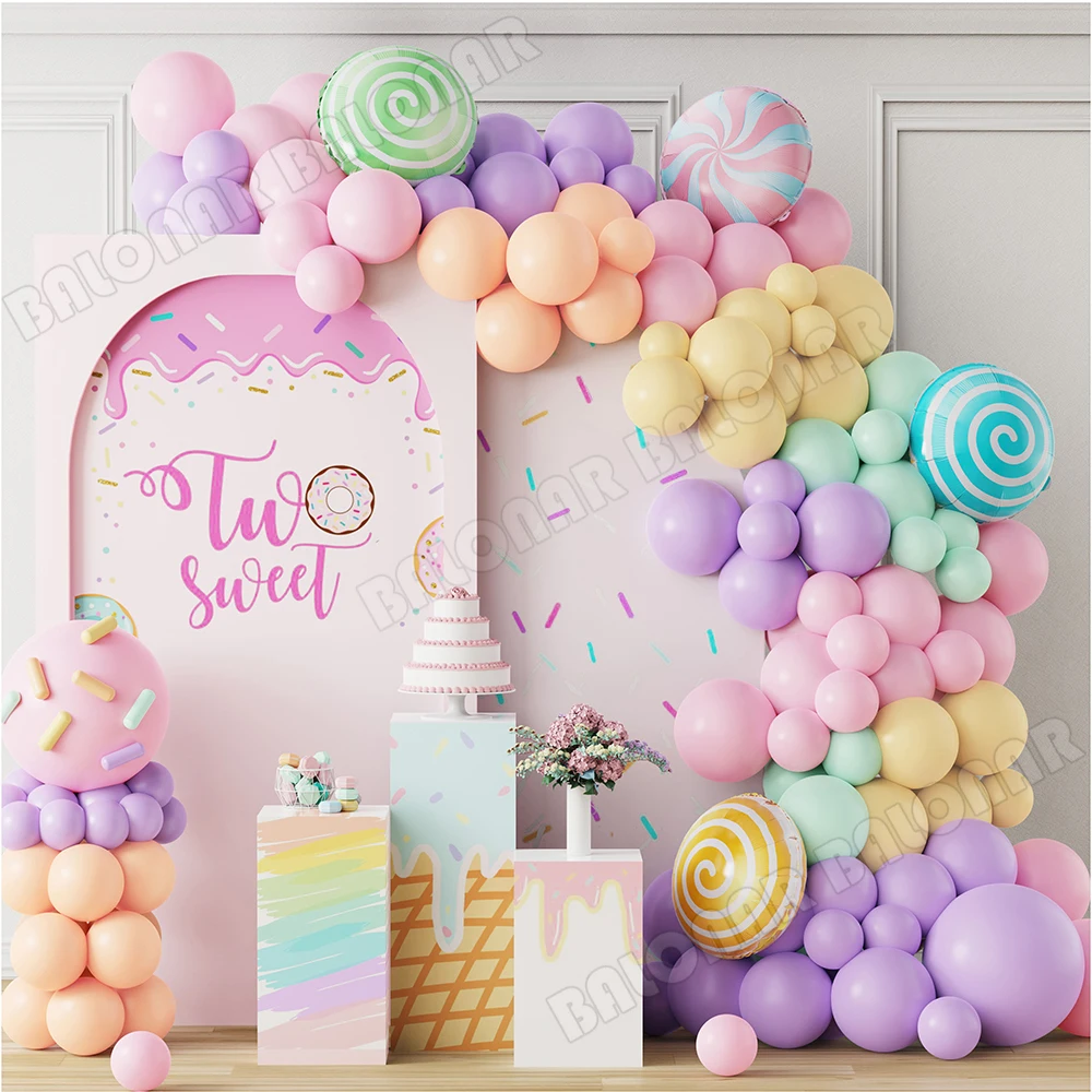 123pcs Pastel Candy Balloons Garland Arch Kit Rainbow Macaron Balloons for Baby Shower Wedding Girls Birthday Party Decorations