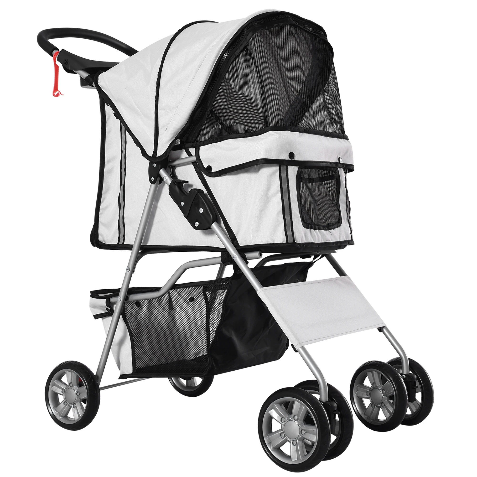 PawHut Carrito para Perros Plegable con Toldo Ajustable 75x45x97 cm