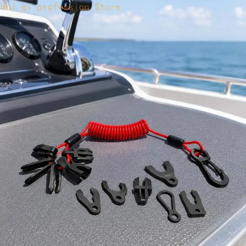Außenbord-Sicherheitsleinenset mit Hakenclip und sieben Schlüsselaufsätzen H8WE – Detail 3