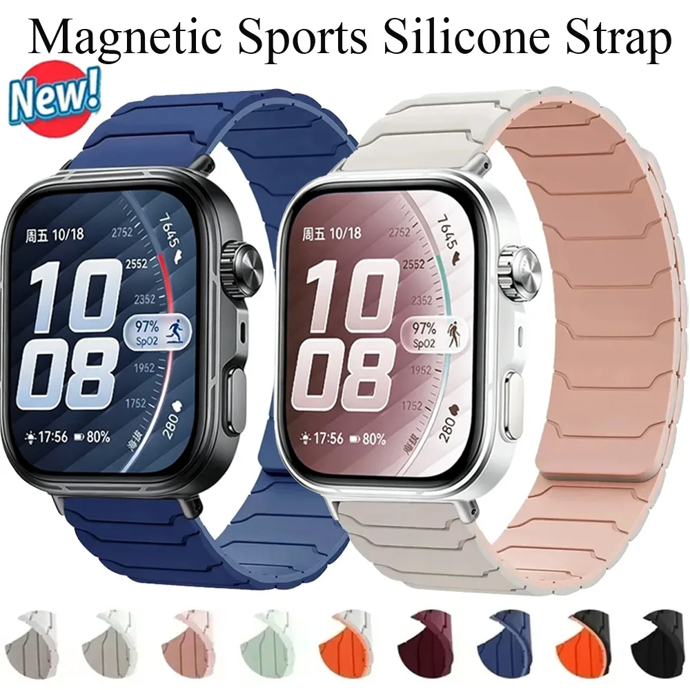 Magnetisches Sport-Silikonarmband für Huawei Watch Fit 5/5 Pro, weiches, bequemes Armband für Huawei Watch Fit 4 Pro/4/3/5