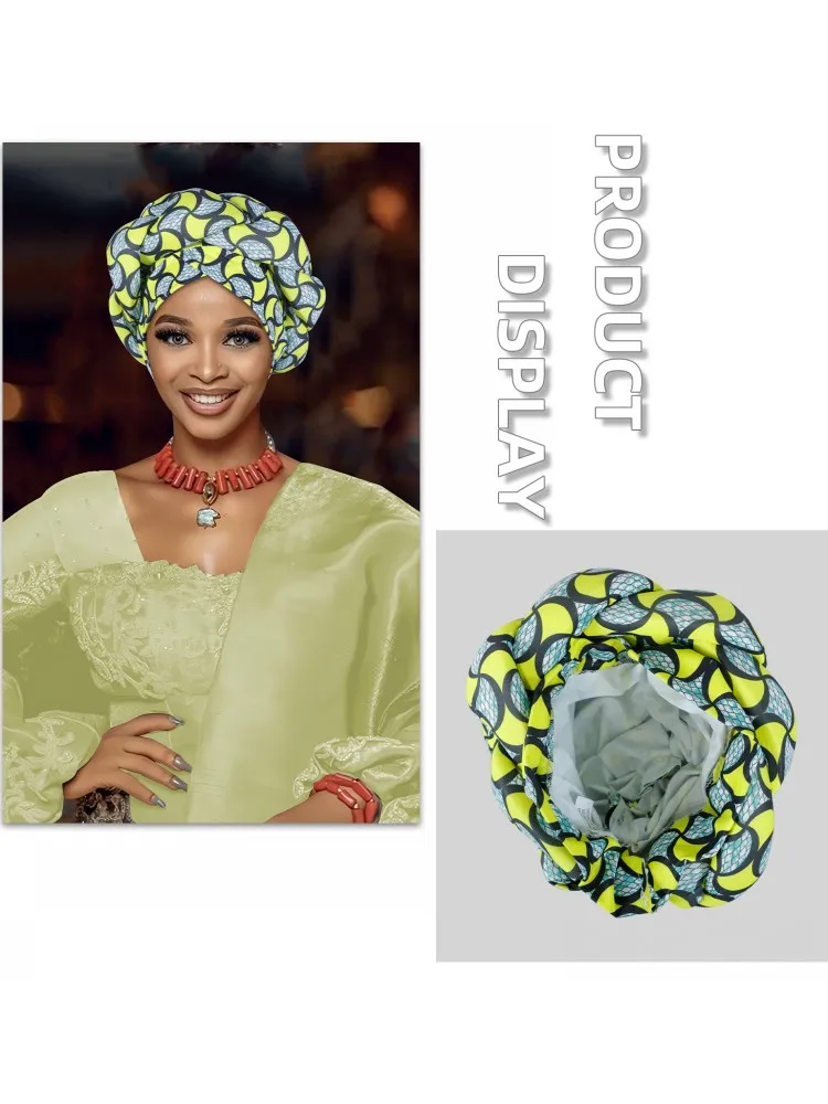 2025 New African Headtie Turban Nigeria Auto Gele Head Wraps Auto Gele Women's Turban Cap Wedding Geles Muslim Head Wraps Bonnet