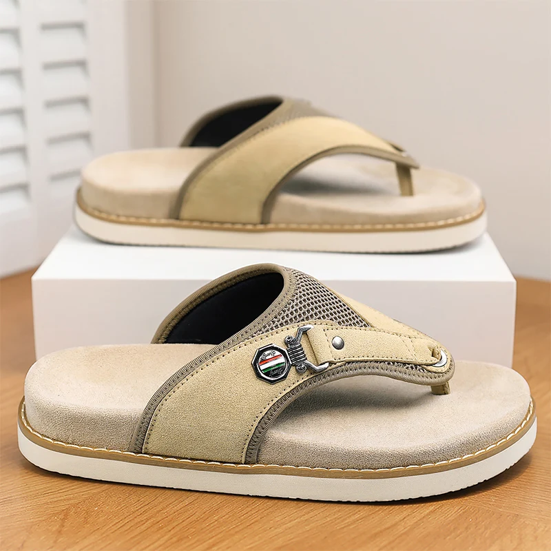 

Летние тапочки, мужские шлепанцы, пляжные тапочки, сандалии цвета хаки, удобная обувь, нескользящая обувь для ванной, мужская обувь