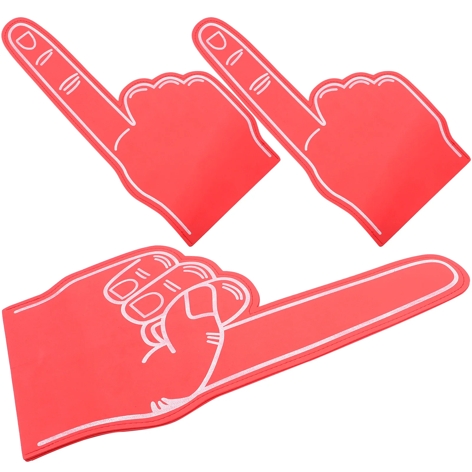 

3 Pcs Foam Finger Cots Soft Comfortable Cheerleading Props Lightweight Creative Fun Sports Fan Finger Red Color