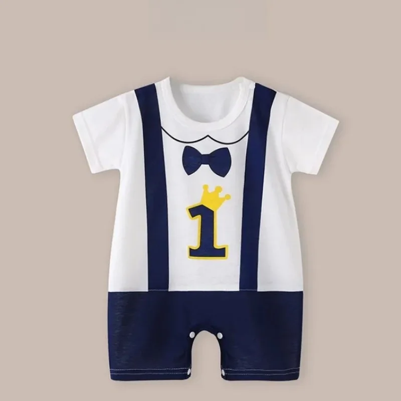 Baby Boys Summer Cartoon Dinosaur Rompers Cotton Thin Short Sleeve Little Boy Bodysuit Newborn Infants Jumpsuit Summer Costume