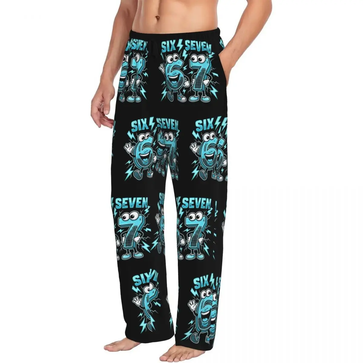 مخصص 67 ستة سبعة Brainrot بيجامة السراويل ملابس خاصة الرجال حزام مطاط ميمي صالة النوم قيعان مع جيوب