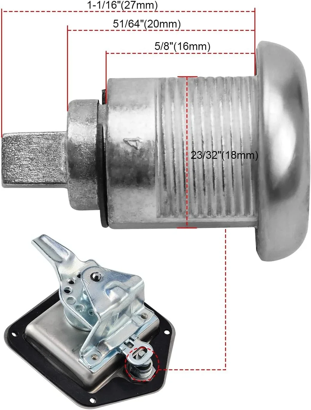 Lock Cylinder Sturdy Tool  Zinc Alloy Lock Galvanized For Truck Tool Box Tool Box